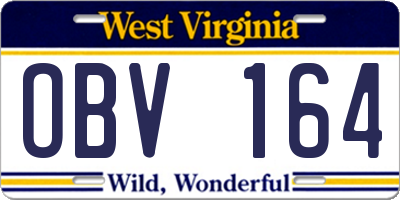 WV license plate OBV164