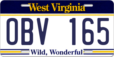 WV license plate OBV165