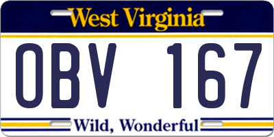 WV license plate OBV167