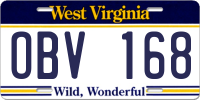 WV license plate OBV168