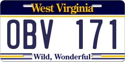 WV license plate OBV171
