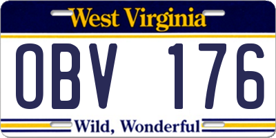 WV license plate OBV176