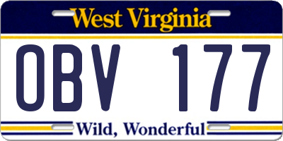 WV license plate OBV177