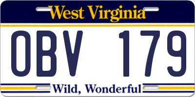 WV license plate OBV179