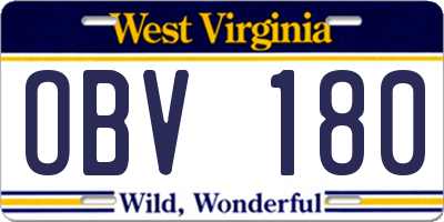 WV license plate OBV180