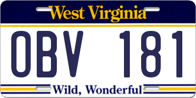 WV license plate OBV181