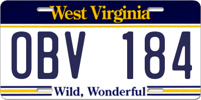 WV license plate OBV184