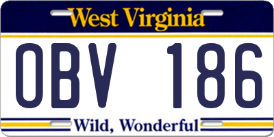 WV license plate OBV186