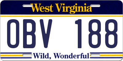 WV license plate OBV188