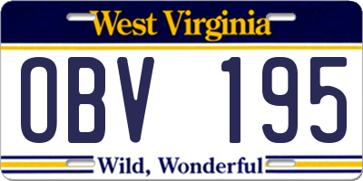 WV license plate OBV195