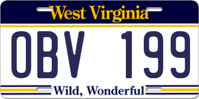 WV license plate OBV199