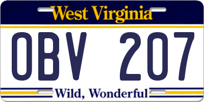 WV license plate OBV207