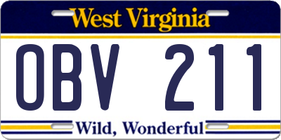 WV license plate OBV211
