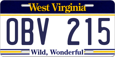 WV license plate OBV215