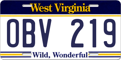 WV license plate OBV219