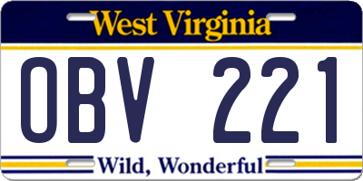 WV license plate OBV221