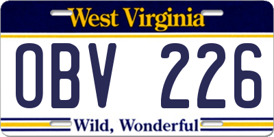 WV license plate OBV226