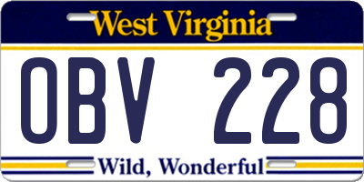 WV license plate OBV228