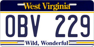 WV license plate OBV229