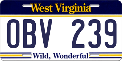 WV license plate OBV239