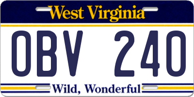 WV license plate OBV240
