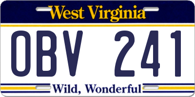 WV license plate OBV241