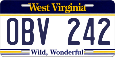 WV license plate OBV242