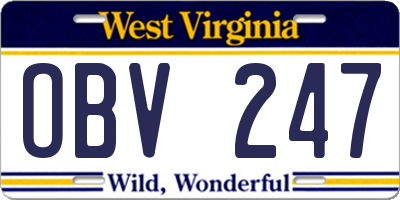 WV license plate OBV247