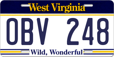 WV license plate OBV248