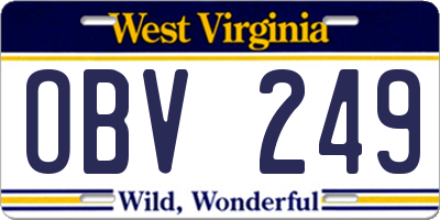 WV license plate OBV249