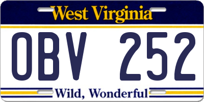 WV license plate OBV252