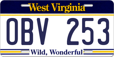 WV license plate OBV253