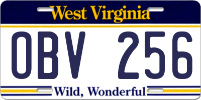 WV license plate OBV256