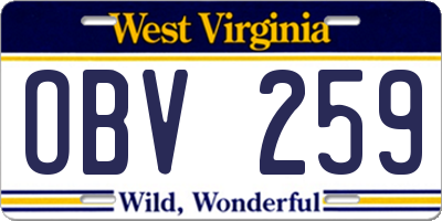 WV license plate OBV259