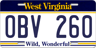 WV license plate OBV260