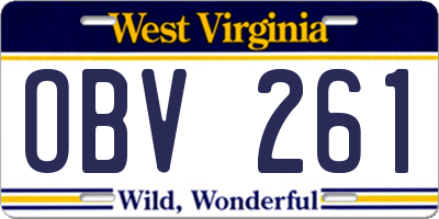 WV license plate OBV261