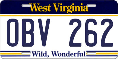WV license plate OBV262