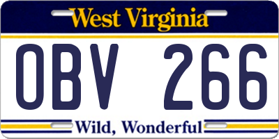 WV license plate OBV266