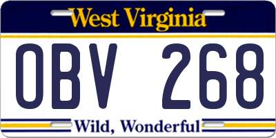 WV license plate OBV268