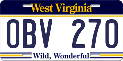 WV license plate OBV270