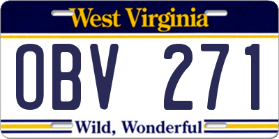 WV license plate OBV271