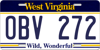 WV license plate OBV272