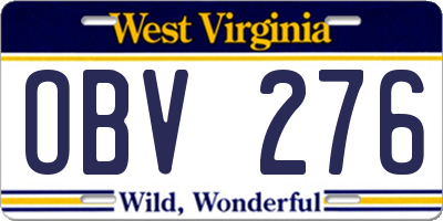WV license plate OBV276