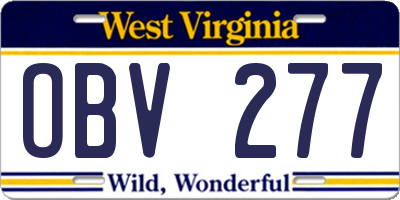 WV license plate OBV277