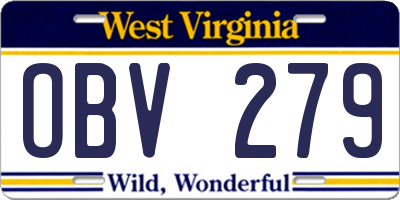 WV license plate OBV279
