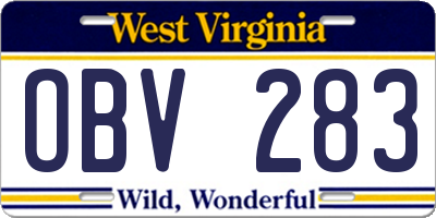 WV license plate OBV283