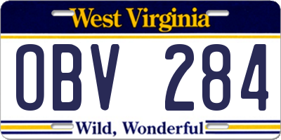 WV license plate OBV284