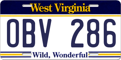 WV license plate OBV286