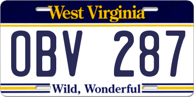 WV license plate OBV287