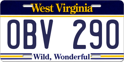 WV license plate OBV290